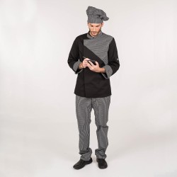 Pantalon Unisex Goma+Cordon Cuadro Lutos Blanco Y Negro | Union Workwear
