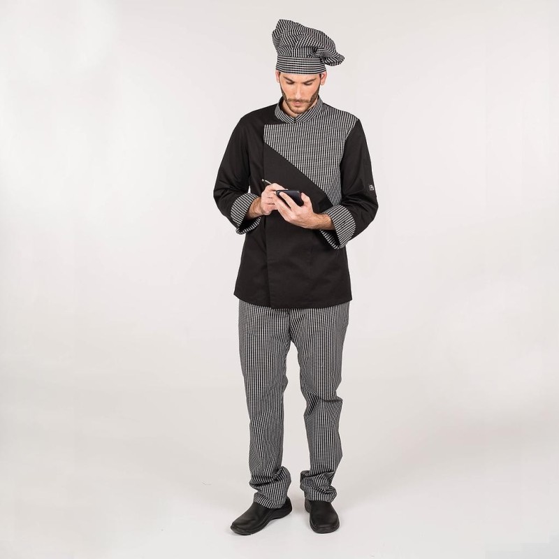 Pantalon Unisex Goma+Cordon Cuadro Lutos Blanco Y Negro | Union Workwear