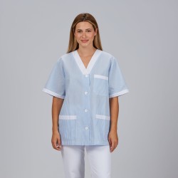 Blusa Sanitario Unisex Pico Abierto Vichy Combinada | Union Workwear