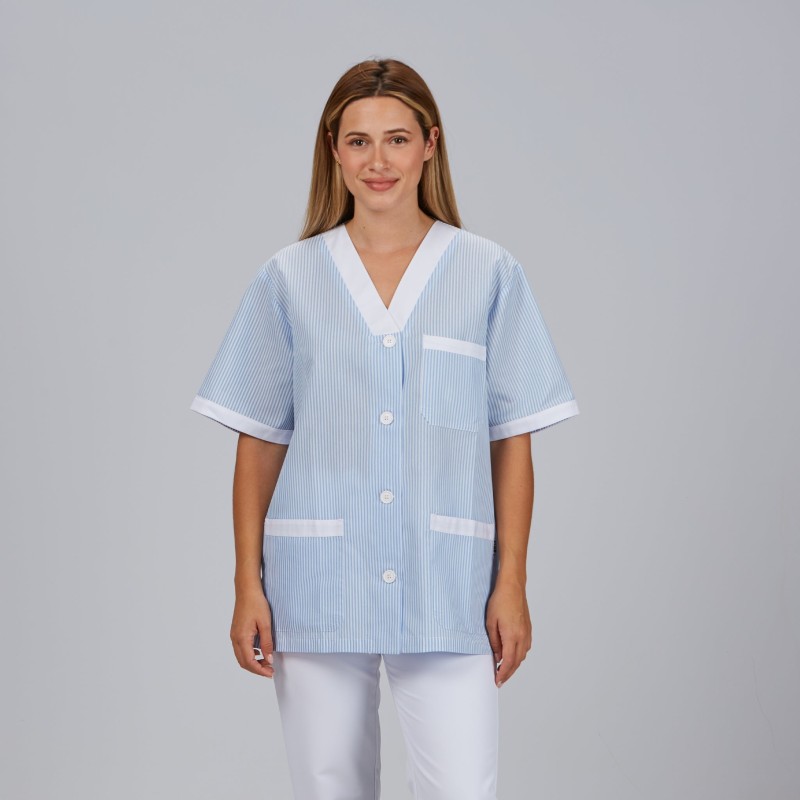 Blusa Sanitario Unisex Pico Abierto Vichy Combinada | Union Workwear