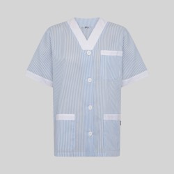 Blusa Sanitario Unisex Pico Abierto Vichy Combinada | Union Workwear