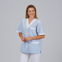 Blusa Sanitario Unisex Pico Abierto Vichy Combinada | Union Workwear