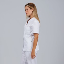 Bata Mujer Oporto Corchetes Blanca | Union Workwear