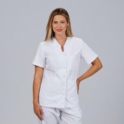 Bata Mujer Oporto Corchetes Blanca | Union Workwear