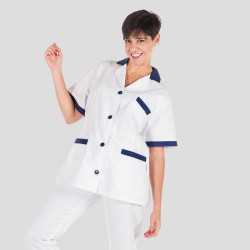 Bata Mujer Corta Sarga M/C Combinada | Union Workwear