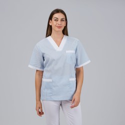 Blusa Sanitario Unisex Pico Vichy Combinada | Union Workwear