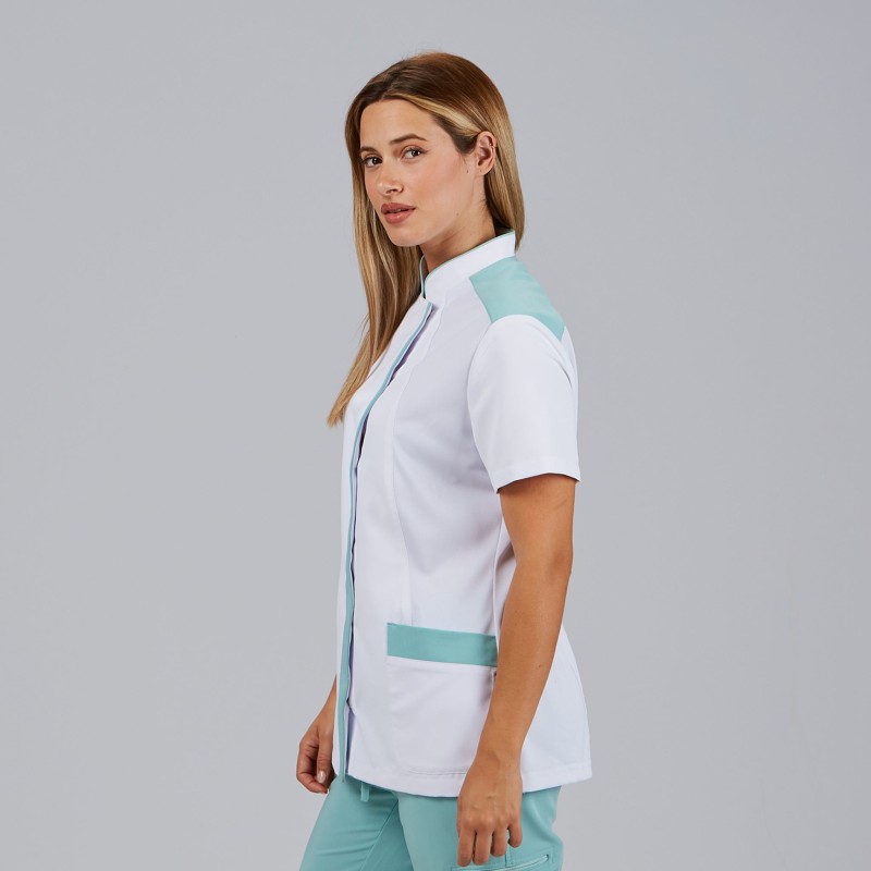 Blusa Mujer Abierta Cuello Mao M/C Judit | Union Workwear
