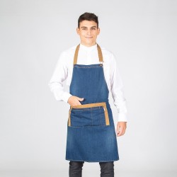 Delantal Con Peto Lavado Tejano Añil Combi Albero 85X80 Cm | Union Workwear