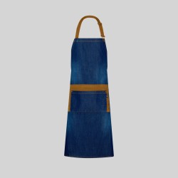 Delantal Con Peto Lavado Tejano Añil Combi Albero 85X80 Cm | Union Workwear