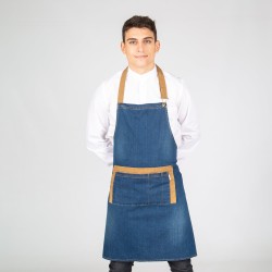 Delantal Con Peto Lavado Tejano Añil Combi Albero 85X80 Cm | Union Workwear