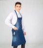 Delantal Con Peto Lavado Tejano Añil Bols.Desgastado 80X82 Cm | Union Workwear