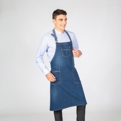 Delantal Con Peto Lavado Tejano Añil 90X75 Cm | Union Workwear