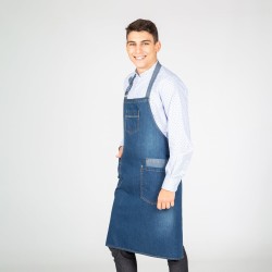 Delantal Con Peto Lavado Tejano Añil 90X75 Cm | Union Workwear