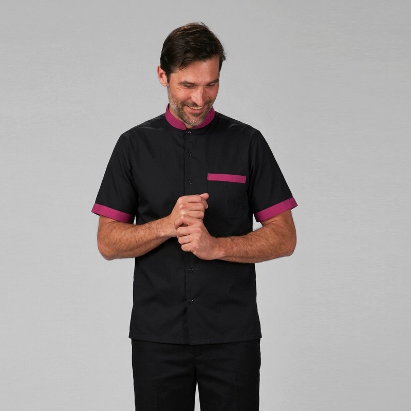 Camisa Hombre Cuello Mao M/C Combi | Union Workwear