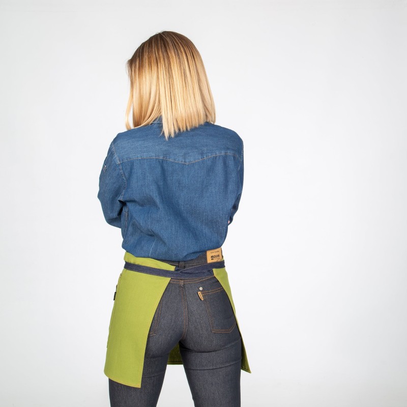 Delantal Corto Lavado Sarga Combi Tejano Añil 40X69 Cm | Union Workwear