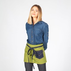 Delantal Corto Lavado Sarga Combi Tejano Añil 40X69 Cm | Union Workwear