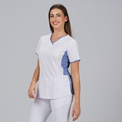 Blusa Mujer Escote Pico Combinada M/C Cleo | Union Workwear