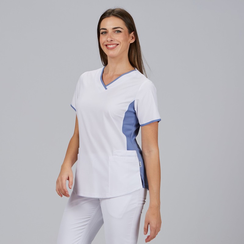 Blusa Mujer Escote Pico Combinada M/C Cleo | Union Workwear