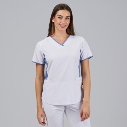 Blusa Mujer Escote Pico Combinada M/C Cleo | Union Workwear
