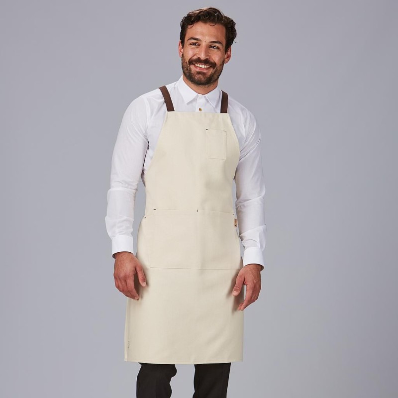 Delantal Con Peto Esterilla Tejido Organico 91X74 Cm | Union Workwear