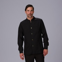 Chaqueta Hombre Mao Negra Boton Dorado | Union Workwear