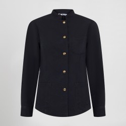 Chaqueta Mujer Mao Negra Boton Dorado | Union Workwear