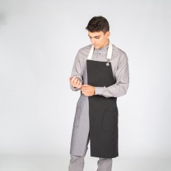Delantal Con Peto Negro Combi Espiga 82X72 Cm | Union Workwear