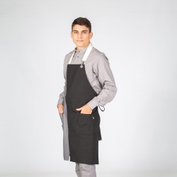 Delantal Con Peto Negro Combi Espiga 82X72 Cm | Union Workwear