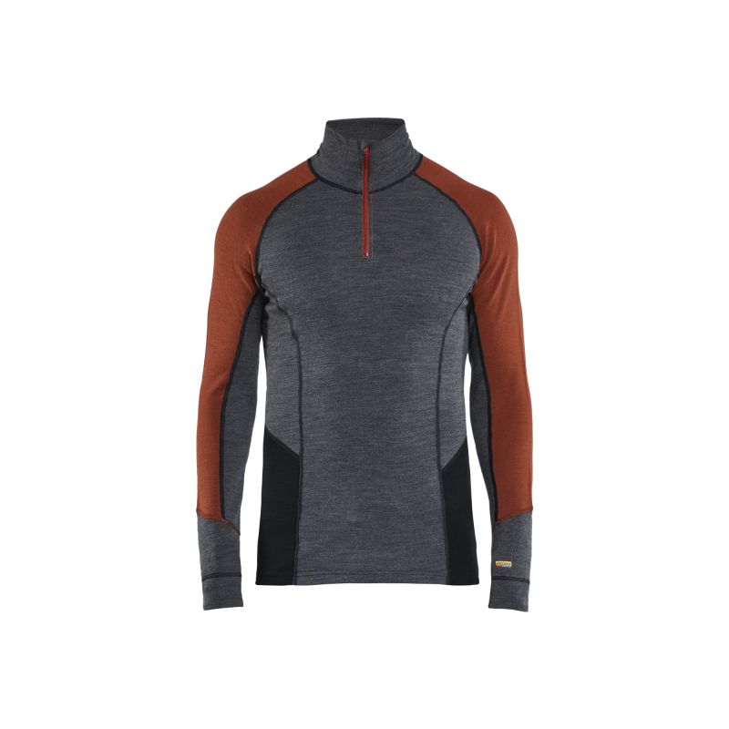 Camiseta interior de cuello con cremallera XWARM, 100 % merino